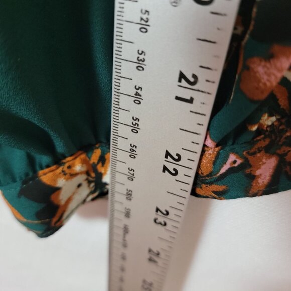 Maurices Womens Tunic 1X Pull Over Long Sleeve V neck Green & Orange Floral - Picture 8 of 11